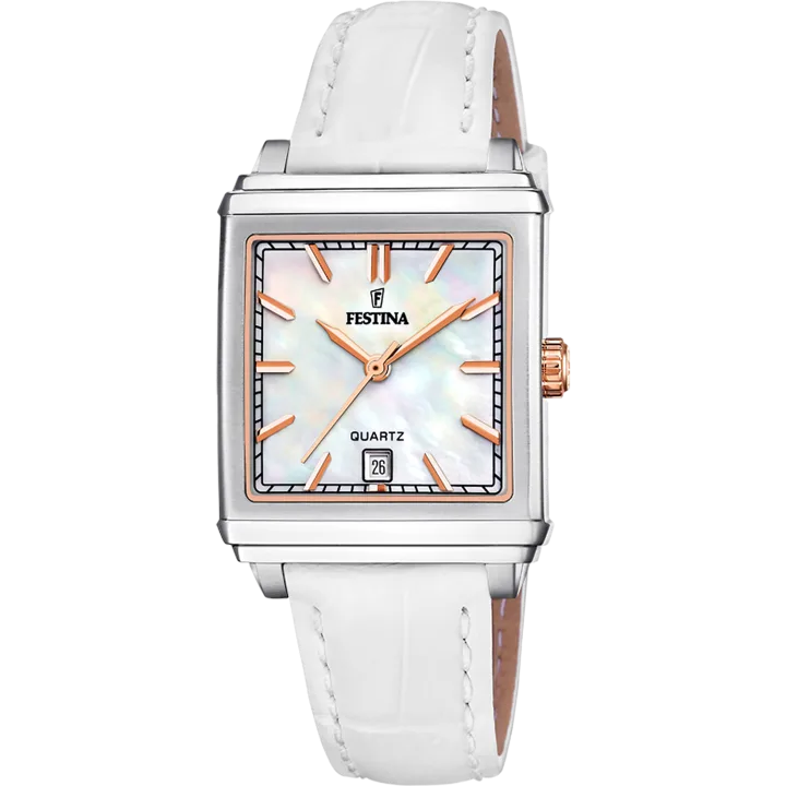Festina On the Square mit weiß Zifferblatt