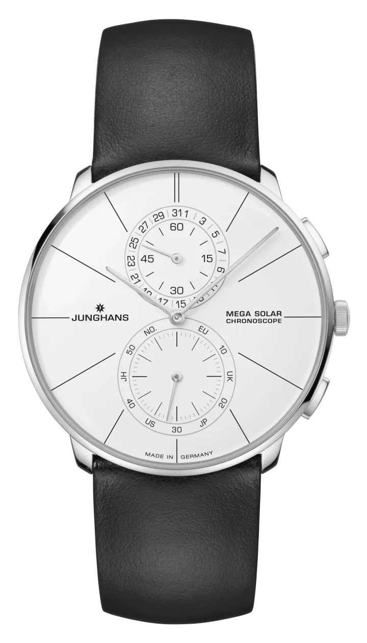 Junghans Meister fein Chronoscope MEGA Solar mit weiß Zifferblatt