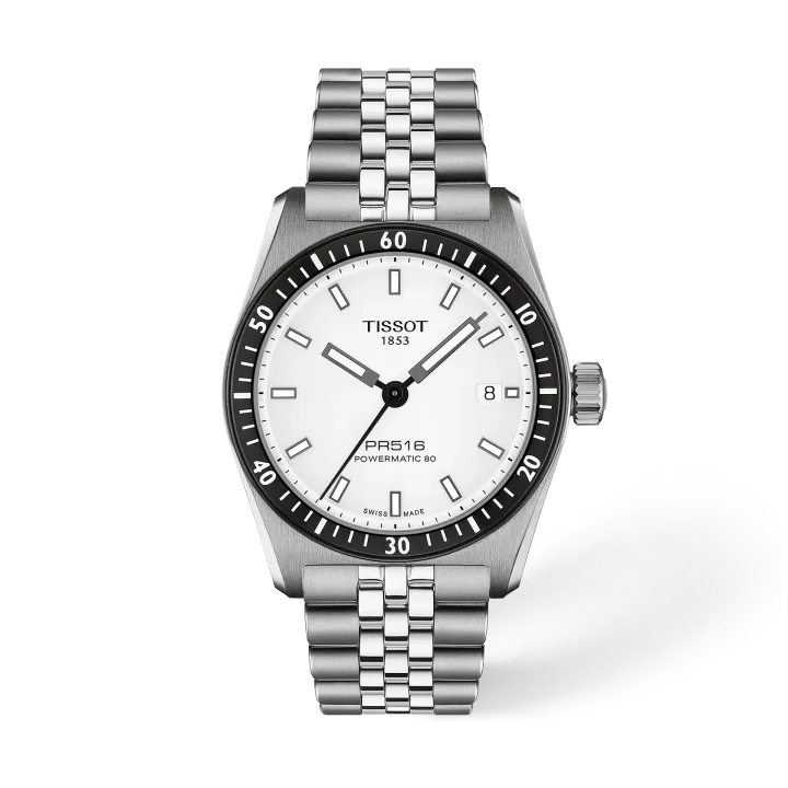 Tissot PR516 38mm mit weiß Zifferblatt