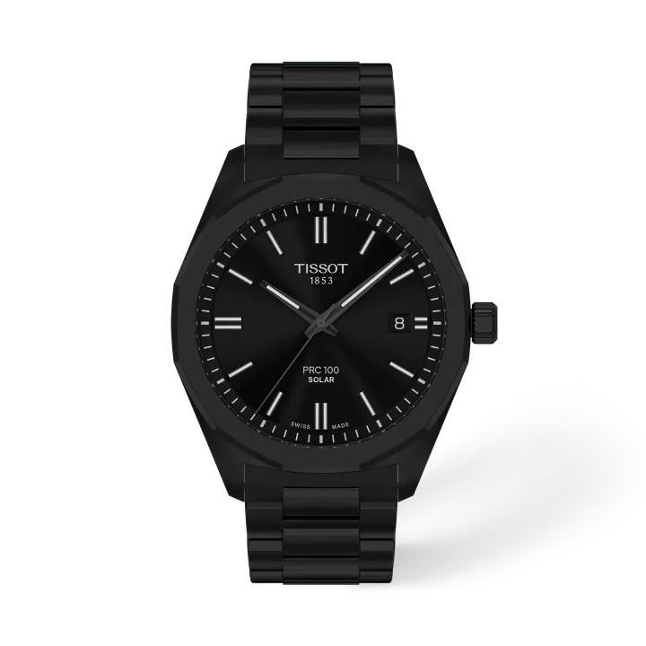 Tissot PRC 100 Solar 39mm mit schwarz Zifferblatt